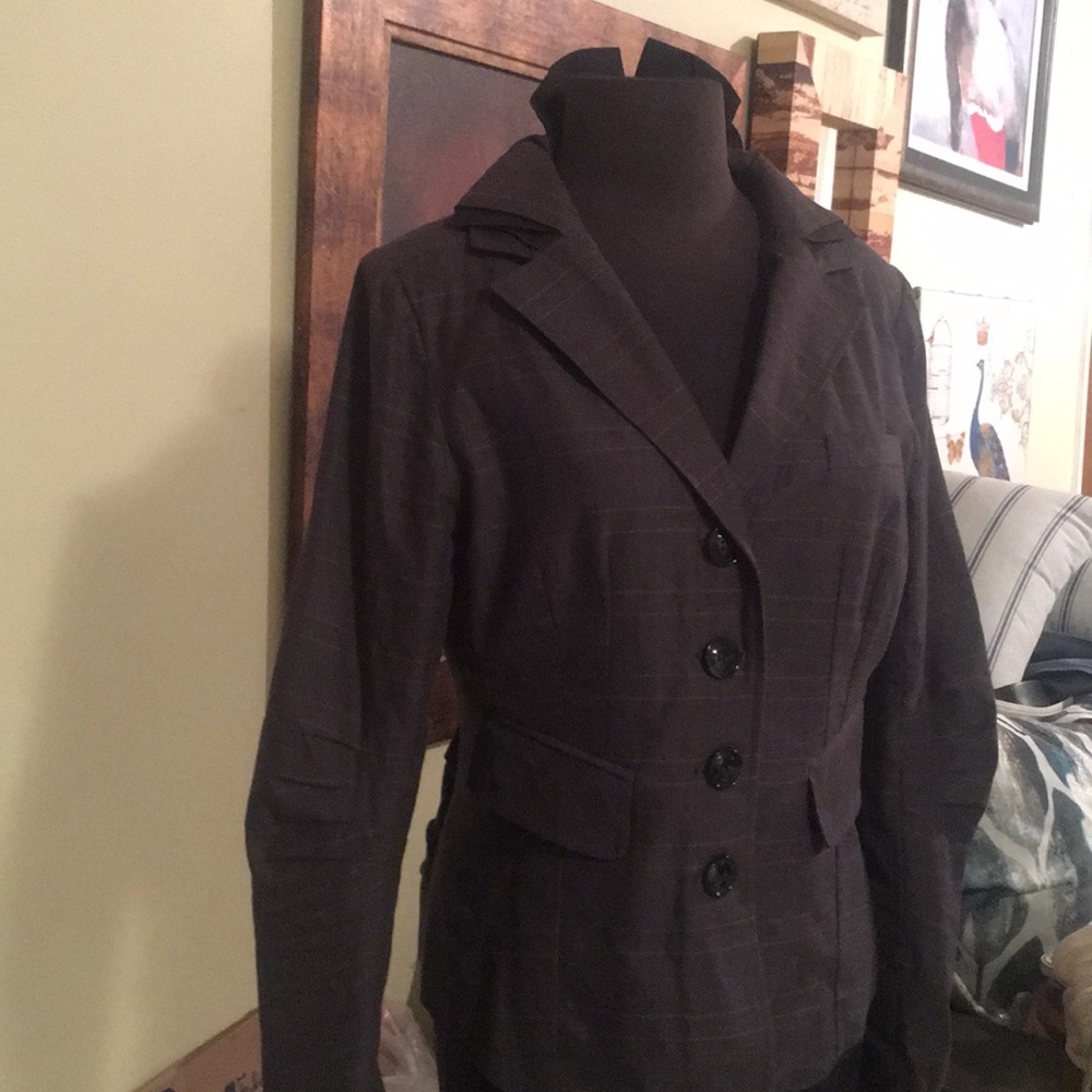 ANTHROPOLOGY Hazel Cotton Pleated Plaid Blazer
